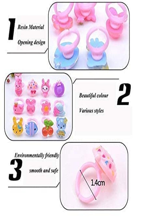 JAPSI Plastic Finger Rings Set for Girls, Colorful Pretend Play Dress Up Jewelry, Heart-Shaped Box with 7 Pieces, Ages 2-8 Years - Image 5